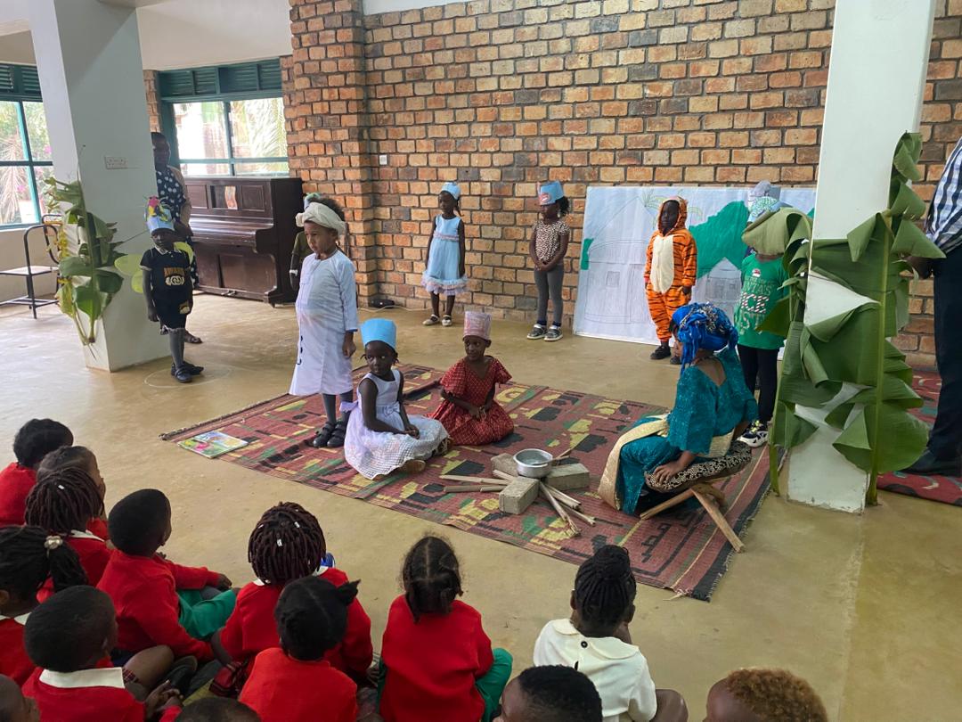 Clarke Junior School learners performing a creative play during school assembly